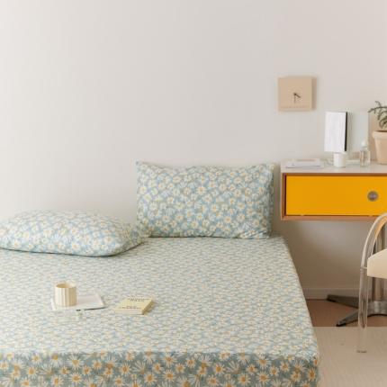 8小时家纺 2022新款全棉双层纱单床笠 快乐橘-绿