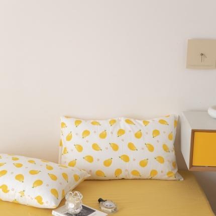 8小时家纺 2022新款全棉双层纱单枕套 小芒果