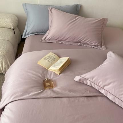 91家纺网 家纺一手货源 找家纺 蕊姿超柔水洗春夏新款50s双股新疆长绒棉纯色四件套淡紫色