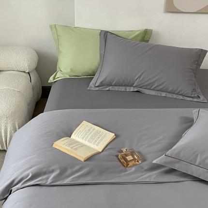 91家纺网 家纺一手货源 找家纺 蕊姿超柔水洗春夏新款50s双股新疆长绒棉纯色四件套深灰