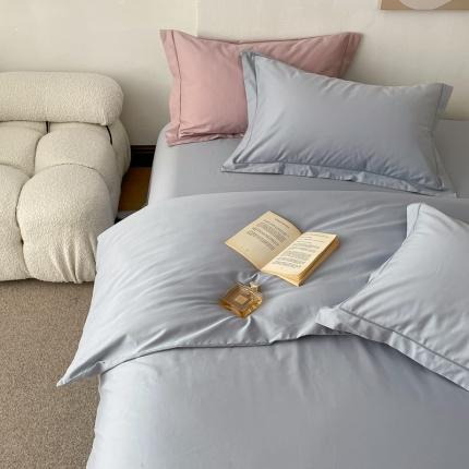 91家纺网 家纺一手货源 找家纺 蕊姿超柔水洗春夏新款50s双股新疆长绒棉纯色四件套安静蓝