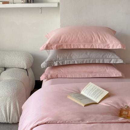 蕊姿超柔水洗春夏新款50s双股新疆长绒棉纯色四件套裸粉