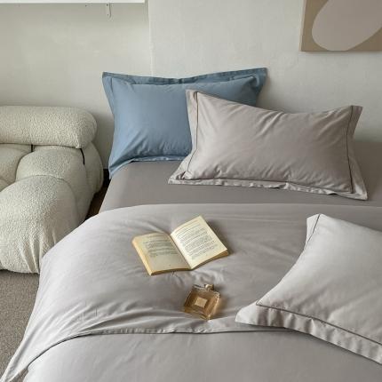 91家纺网 家纺一手货源 找家纺 蕊姿超柔水洗春夏新款50s双股新疆长绒棉纯色四件套浅灰