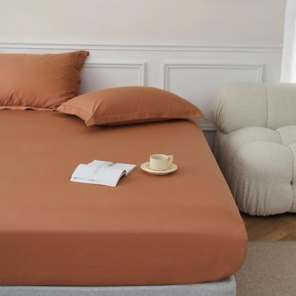 91家纺网 家纺一手货源 找家纺 蕊姿 超柔水洗春夏新款50s双股新疆长绒棉单床笠 焦糖橙