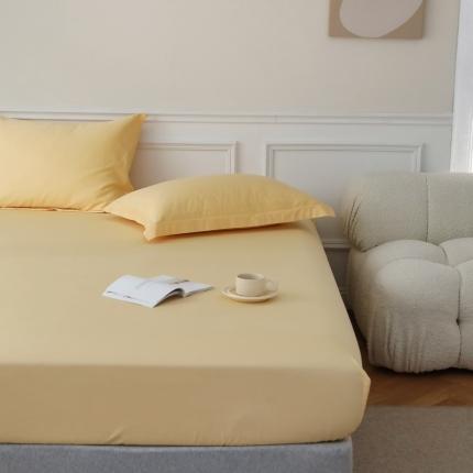 91家纺网 家纺一手货源 找家纺 蕊姿 超柔水洗春夏新款50s双股新疆长绒棉单床笠 奶油黄