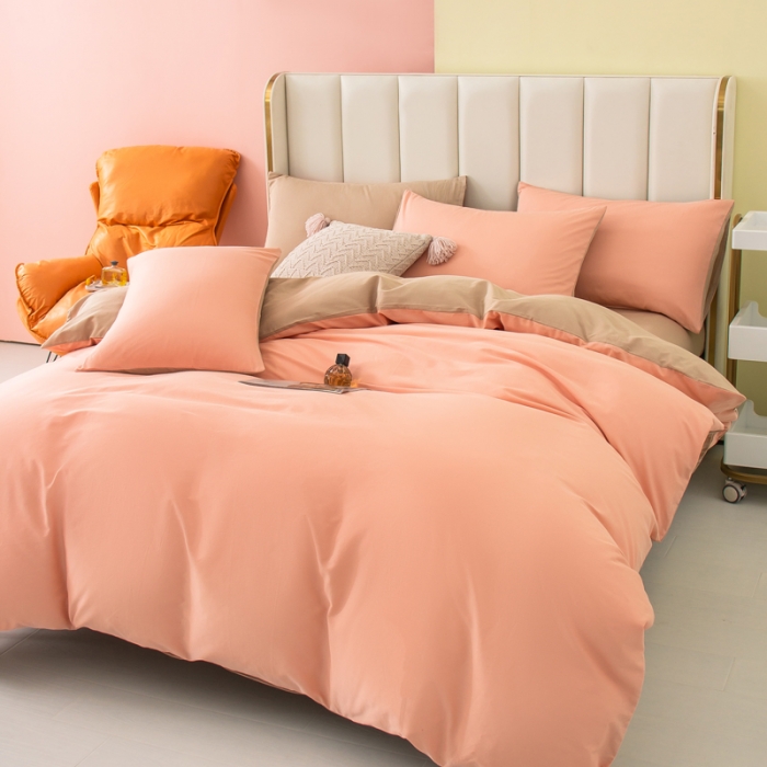 91家纺网 家纺一手货源 找家纺 （总）柠萌家居 2022新款全棉40支纯棉纯色双拼系列四件套