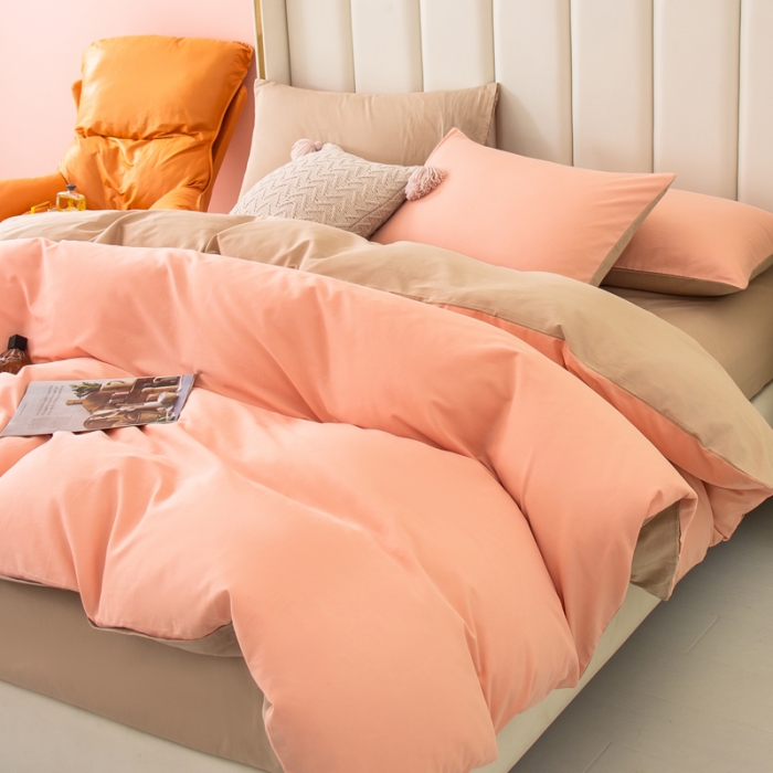 91家纺网 家纺一手货源 找家纺 （总）柠萌家居 2022新款全棉40支纯棉纯色双拼系列四件套