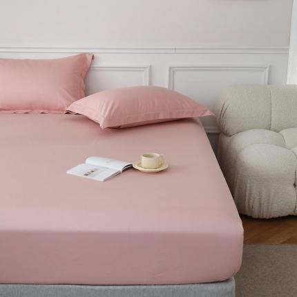 91家纺网 家纺一手货源 找家纺 蕊姿 超柔水洗春夏新款50s双股新疆长绒棉单床笠 裸粉