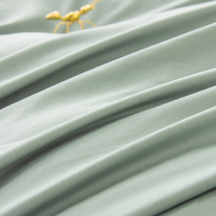 91家纺网 家纺一手货源 找家纺 柠萌2022新款全棉40支纯棉纯色双拼系列四件套 青色+卡其