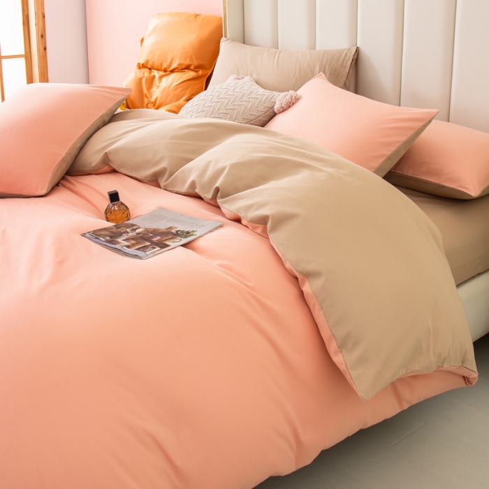 91家纺网 家纺一手货源 找家纺 （总）柠萌家居 2022新款全棉40支纯棉纯色双拼系列四件套