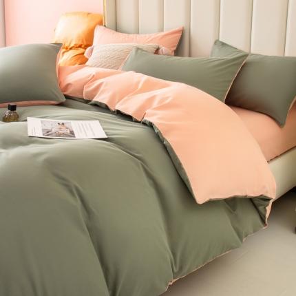 91家纺网 家纺一手货源 找家纺 （总）柠萌家居 2022新款全棉40支纯棉纯色双拼系列四件套