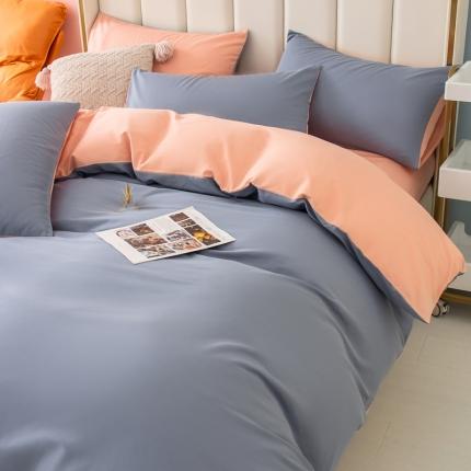 91家纺网 家纺一手货源 找家纺 （总）柠萌家居 2022新款全棉40支纯棉纯色双拼系列四件套