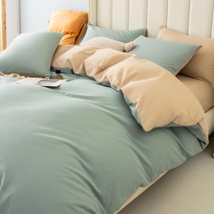 91家纺网 家纺一手货源 找家纺 （总）柠萌家居 2022新款全棉40支纯棉纯色双拼系列四件套