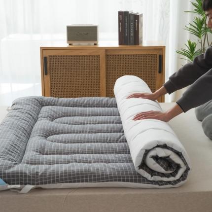 91家纺网 家纺一手货源 找家纺 一条棉被 2022新款亲肤水洗棉床垫 格子黑