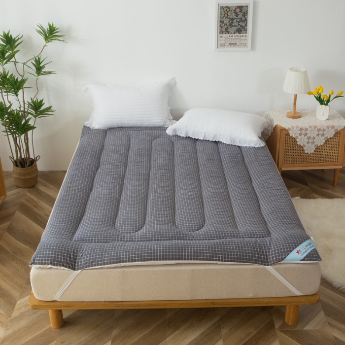 91家纺网 家纺一手货源 找家纺 一条棉被 2022新款亲肤水洗棉床垫 格子黑