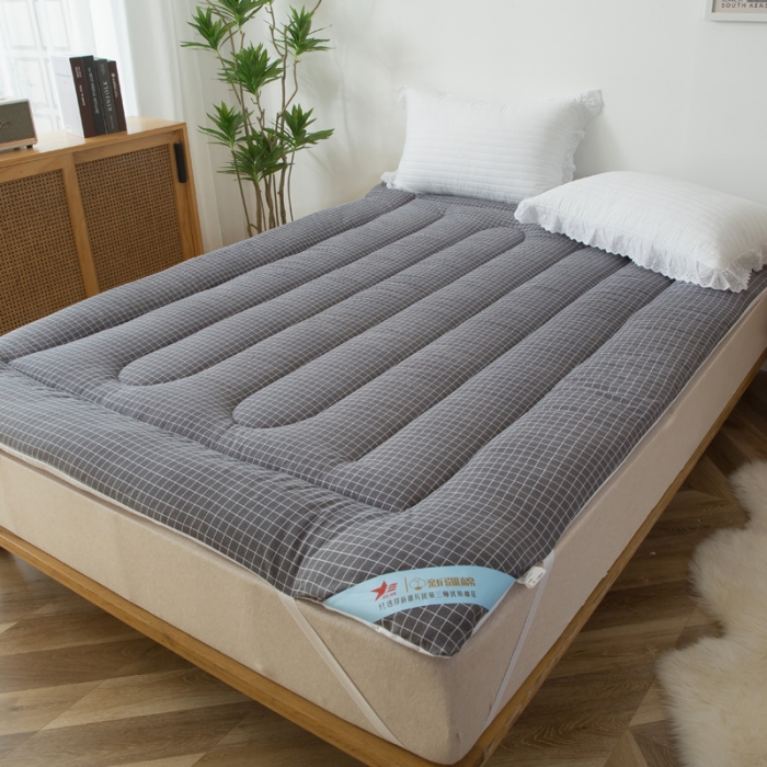 91家纺网 家纺一手货源 找家纺 一条棉被 2022新款亲肤水洗棉床垫 格子黑