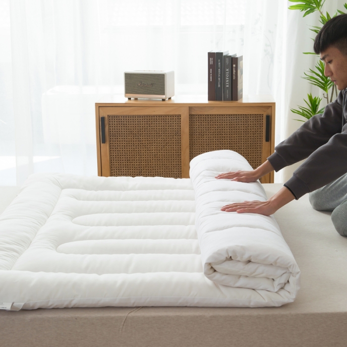 91家纺网 家纺一手货源 找家纺 一条棉被 2022新款亲肤水洗棉床垫 象牙白