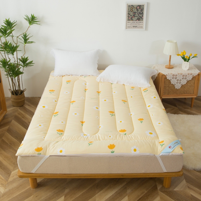 91家纺网 家纺一手货源 找家纺 一条棉被 2022新款亲肤水洗棉床垫 小橘花