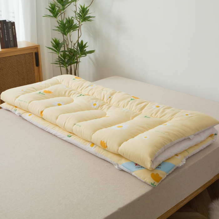 91家纺网 家纺一手货源 找家纺 一条棉被 2022新款亲肤水洗棉床垫 小橘花