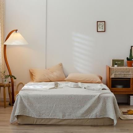 91家纺网 家纺一手货源 找家纺 雯雨 2022新款四层加厚纱布毛巾被 三角灰