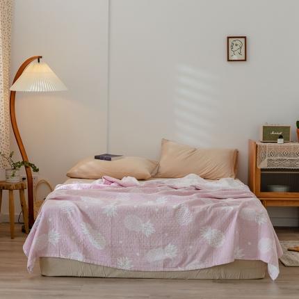 雯雨 2022新款四层加厚纱布毛巾被 菠萝紫