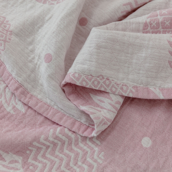 91家纺网 家纺一手货源 找家纺 雯雨 2022新款四层加厚纱布毛巾被 菠萝紫