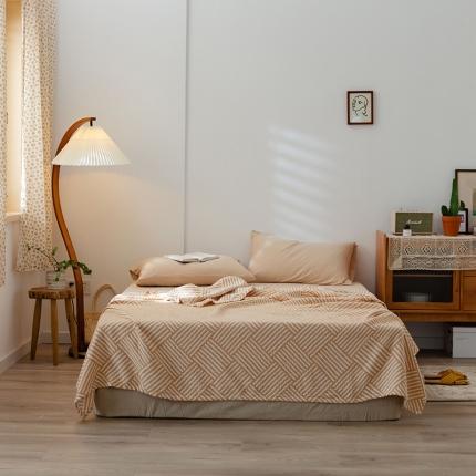 雯雨 2022新款四层加厚纱布毛巾被 珠帘黄