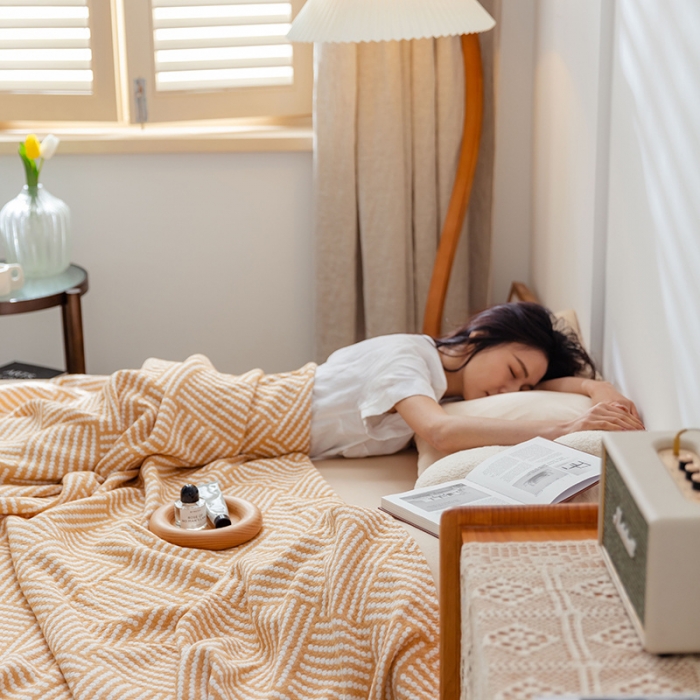 91家纺网 家纺一手货源 找家纺 雯雨 2022新款四层加厚纱布毛巾被 珠帘黄