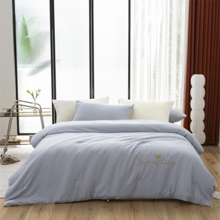 91家纺网 家纺一手货源 找家纺 头等舱 舒雅棉A类60S贡缎桑蚕丝长丝手工四季被 羽蝶灰