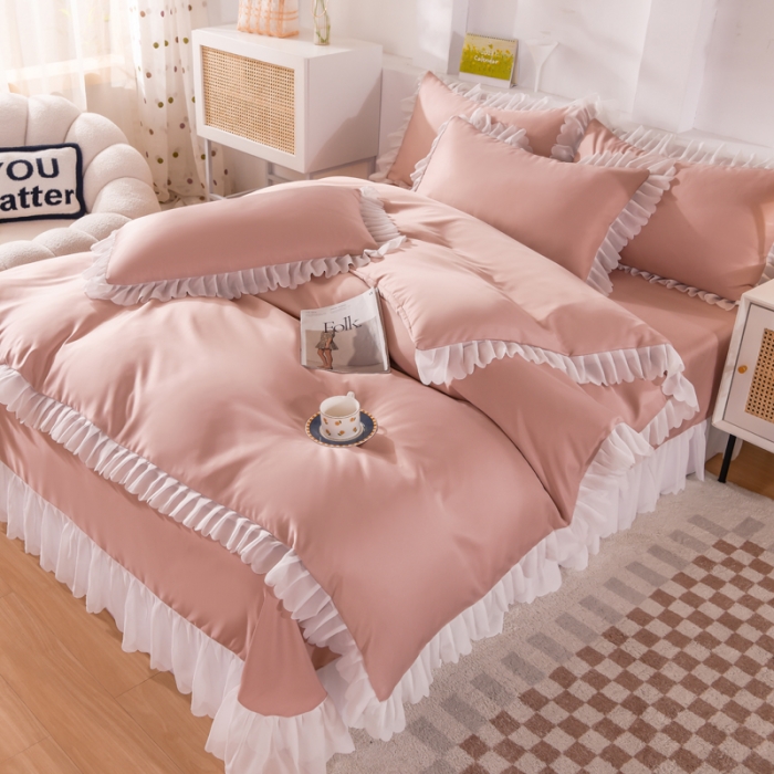 91家纺网 家纺一手货源 找家纺 梦之岛 2022新款挚爱水洗真丝四件套 挚爱-豆沙