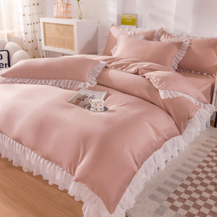 91家纺网 家纺一手货源 找家纺 梦之岛 2022新款挚爱水洗真丝四件套 挚爱-豆沙