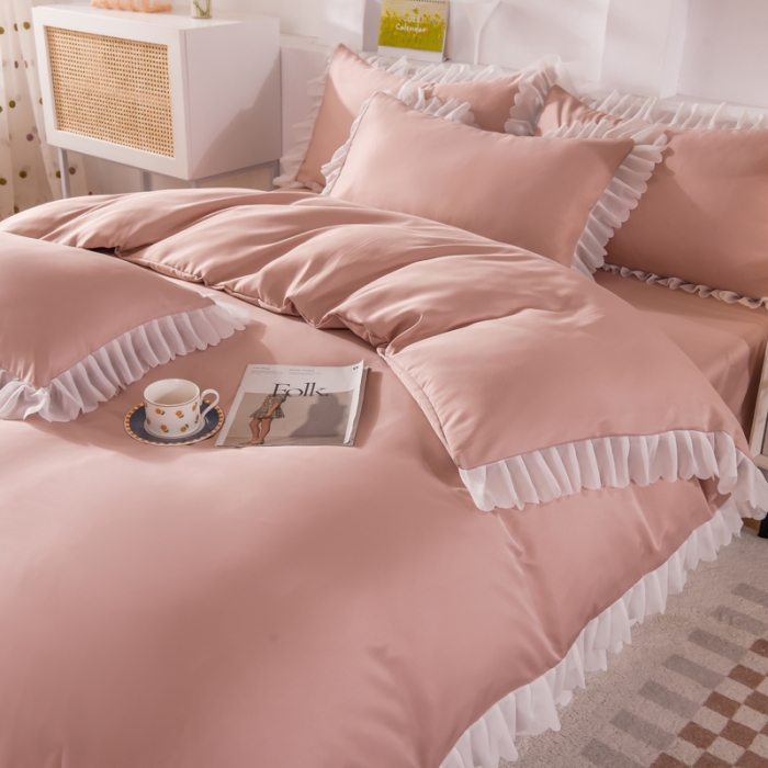 91家纺网 家纺一手货源 找家纺 梦之岛 2022新款挚爱水洗真丝四件套 挚爱-豆沙