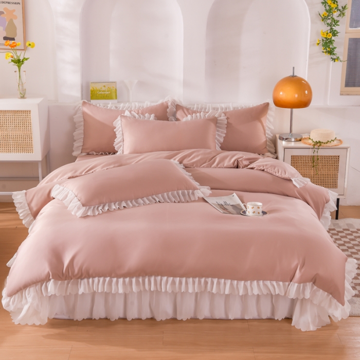 91家纺网 家纺一手货源 找家纺 梦之岛 2022新款挚爱水洗真丝四件套 挚爱-豆沙