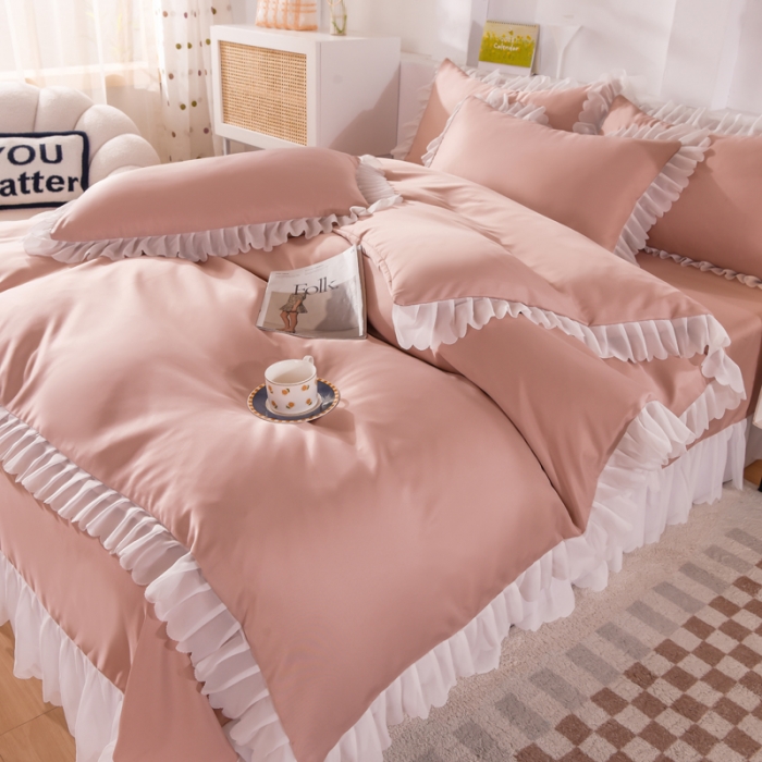 91家纺网 家纺一手货源 找家纺 梦之岛 2022新款挚爱水洗真丝四件套 挚爱-豆沙