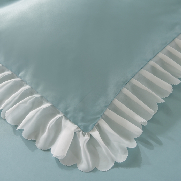 91家纺网 家纺一手货源 找家纺 梦之岛 2022新款挚爱水洗真丝四件套 挚爱-孔蓝