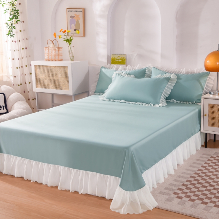 91家纺网 家纺一手货源 找家纺 梦之岛 2022新款挚爱水洗真丝四件套 挚爱-孔蓝