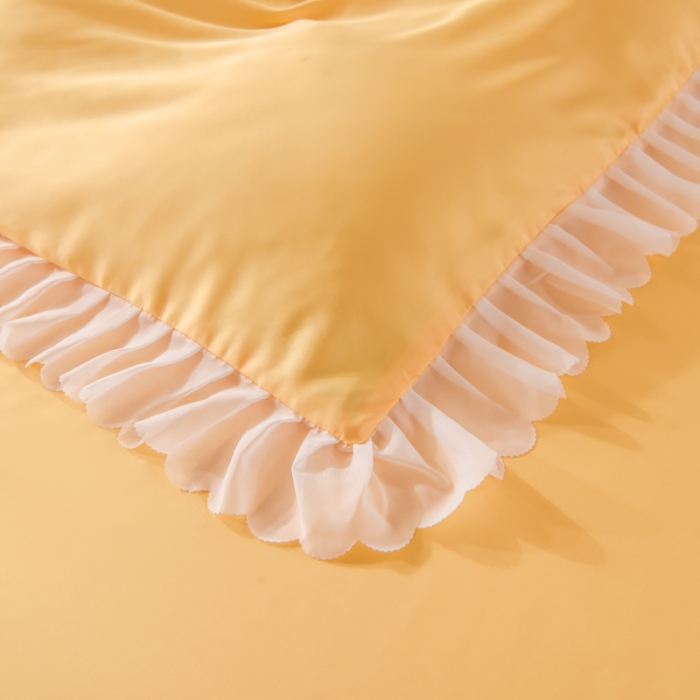 91家纺网 家纺一手货源 找家纺 梦之岛 2022新款挚爱水洗真丝四件套 挚爱-亮黄