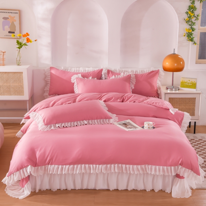 91家纺网 家纺一手货源 找家纺 梦之岛 2022新款挚爱水洗真丝四件套 挚爱-玫红