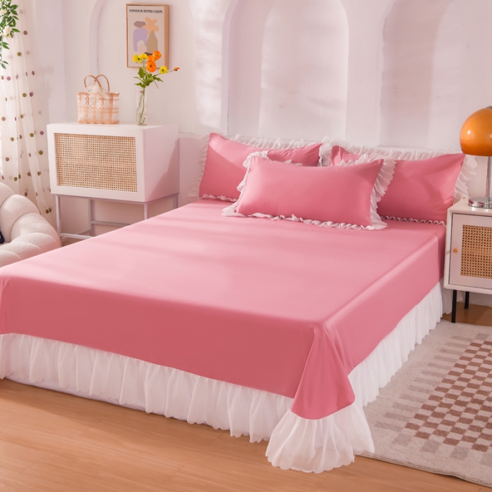 91家纺网 家纺一手货源 找家纺 梦之岛 2022新款挚爱水洗真丝四件套 挚爱-玫红