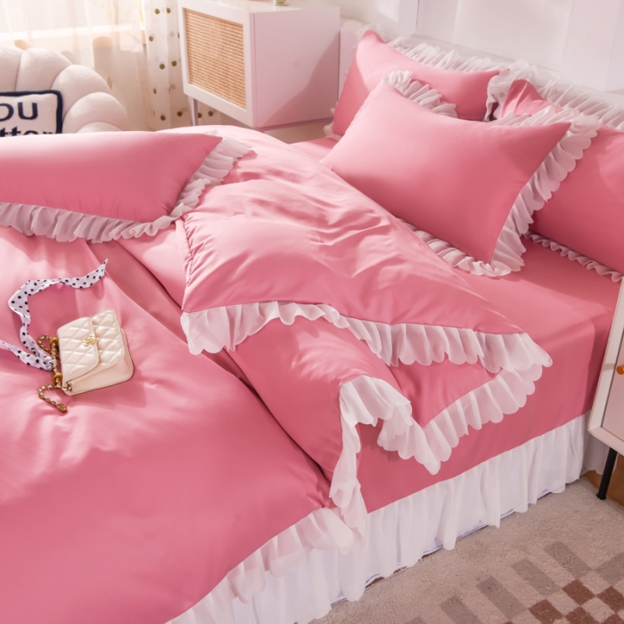 91家纺网 家纺一手货源 找家纺 梦之岛 2022新款挚爱水洗真丝四件套 挚爱-玫红