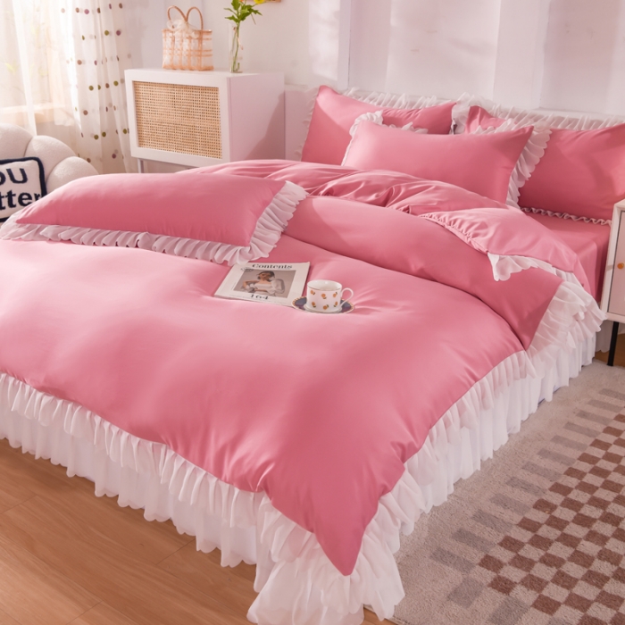 91家纺网 家纺一手货源 找家纺 梦之岛 2022新款挚爱水洗真丝四件套 挚爱-玫红