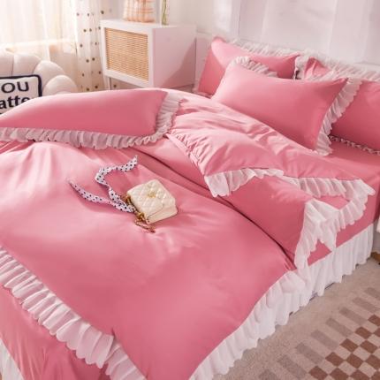 梦之岛 2022新款挚爱水洗真丝四件套 挚爱-玫红