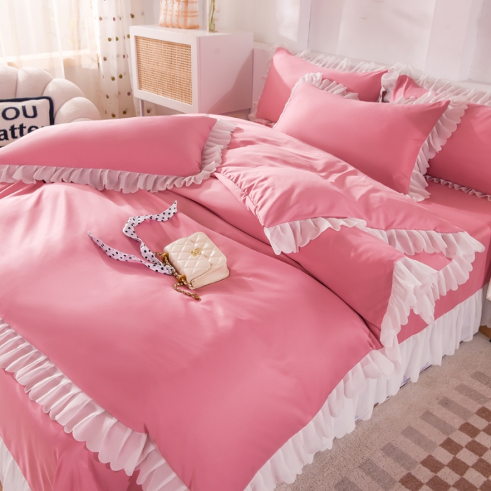 91家纺网 家纺一手货源 找家纺 梦之岛 2022新款挚爱水洗真丝四件套 挚爱-玫红