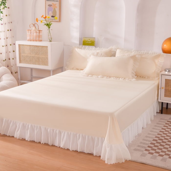 91家纺网 家纺一手货源 找家纺 梦之岛 2022新款挚爱水洗真丝四件套 挚爱-奶黄