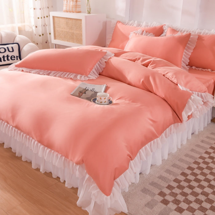 91家纺网 家纺一手货源 找家纺 梦之岛 2022新款挚爱水洗真丝四件套 挚爱-暖桔