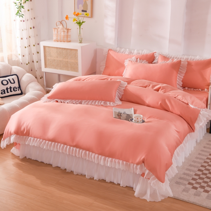 91家纺网 家纺一手货源 找家纺 梦之岛 2022新款挚爱水洗真丝四件套 挚爱-暖桔