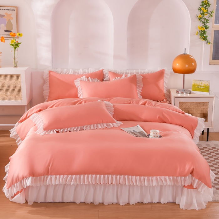 91家纺网 家纺一手货源 找家纺 梦之岛 2022新款挚爱水洗真丝四件套 挚爱-暖桔