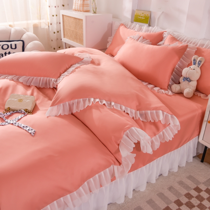 91家纺网 家纺一手货源 找家纺 梦之岛 2022新款挚爱水洗真丝四件套 挚爱-暖桔