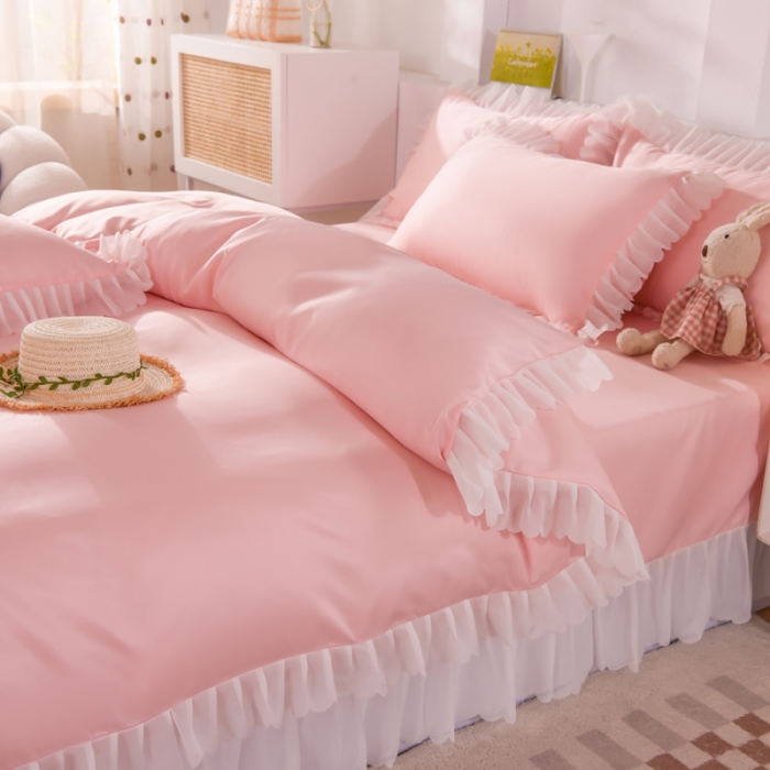 91家纺网 家纺一手货源 找家纺 梦之岛 2022新款挚爱水洗真丝四件套 挚爱-浅粉