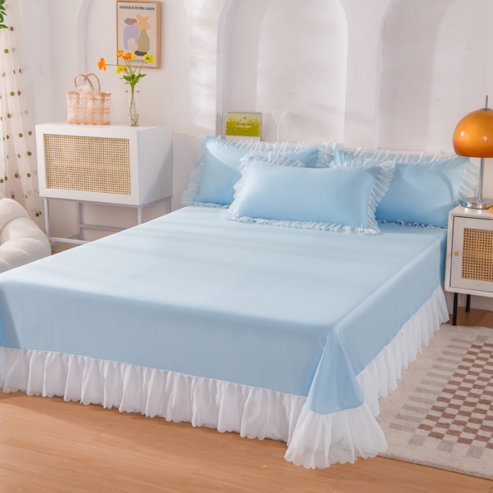 91家纺网 家纺一手货源 找家纺 梦之岛 2022新款挚爱水洗真丝四件套 挚爱-天蓝